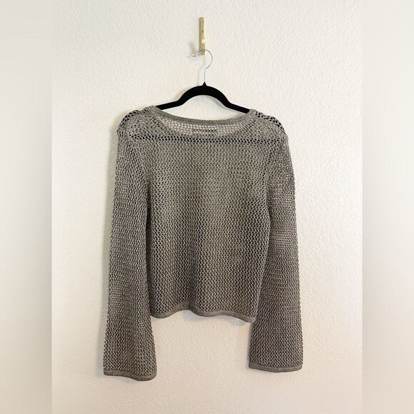 Anthropologie Metallic Open-Stitch crochet Sweater NWT. Medium - Picture 5 of 9